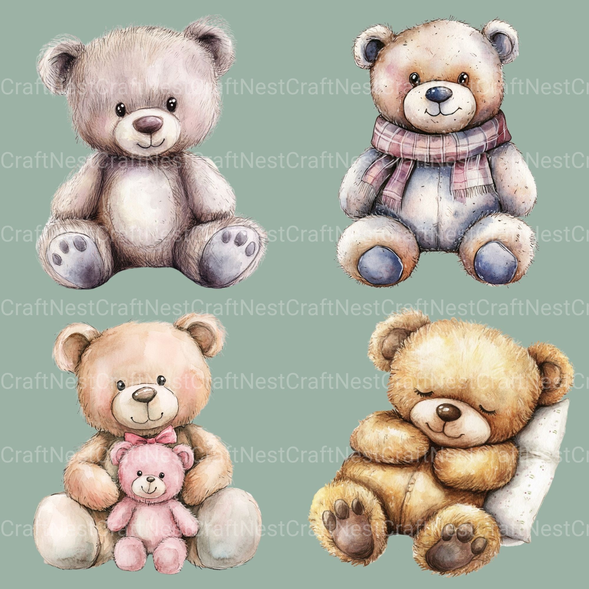 Teddy Bears 2 Clipart Bundle