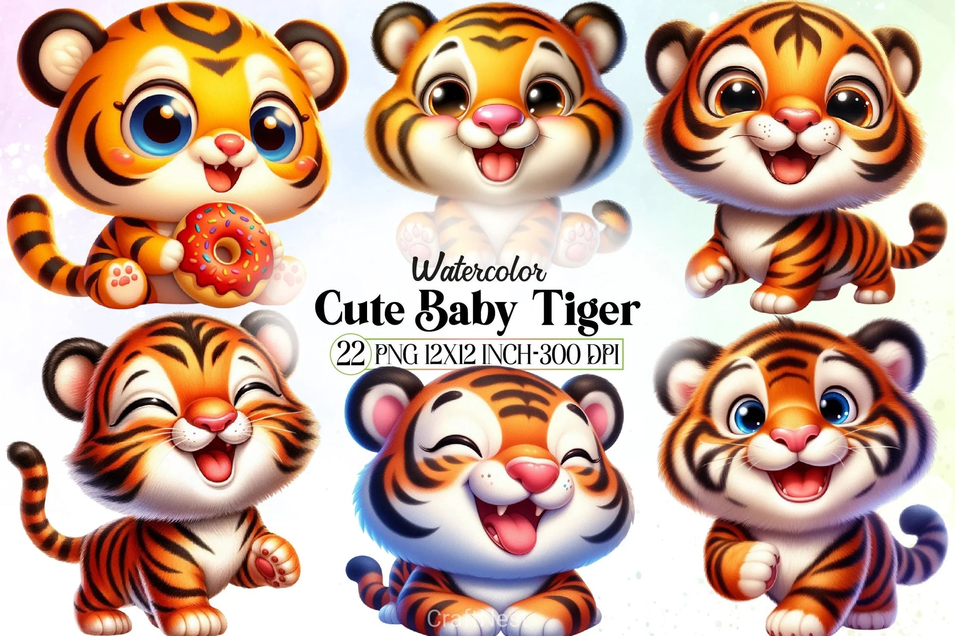 Cute Baby Tiger Clipart Bundle 2 - CraftNest - Digital Crafting and Art