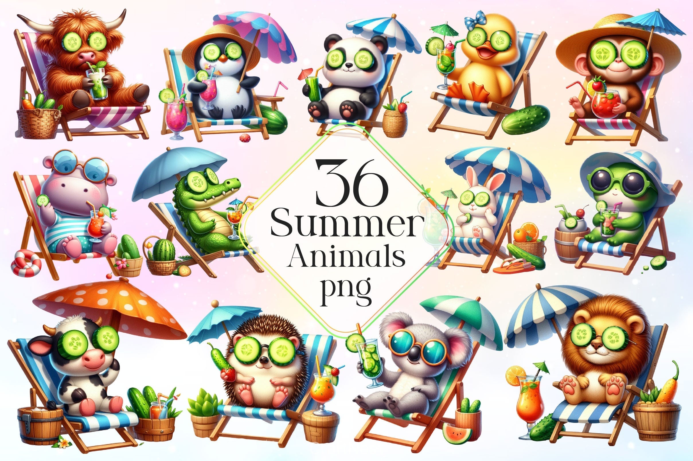 Summer Animals Clipart Bundle 8
