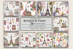 Bonjour Paris Background Papers - CraftNest - Digital Crafting and Art