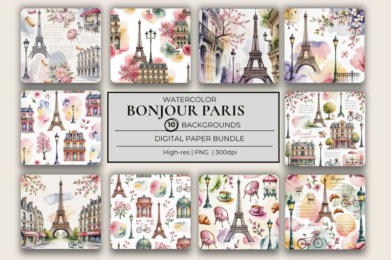 Bonjour Paris Background Papers - CraftNest - Digital Crafting and Art