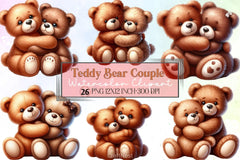 Teddy Bear Couple Clipart Bundle - CraftNest - Digital Crafting and Art