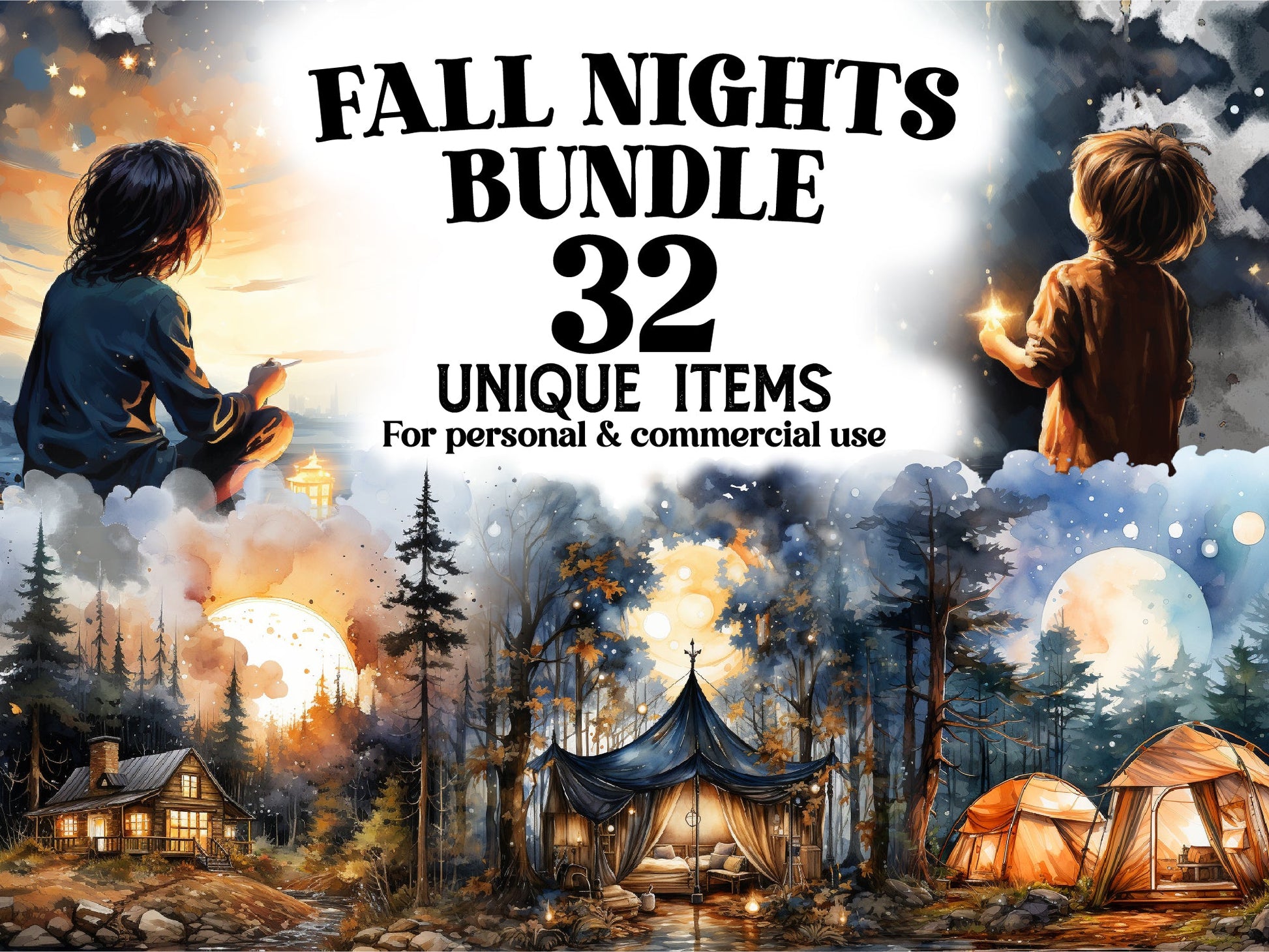 Starry Fall Nights Clipart - CraftNest
