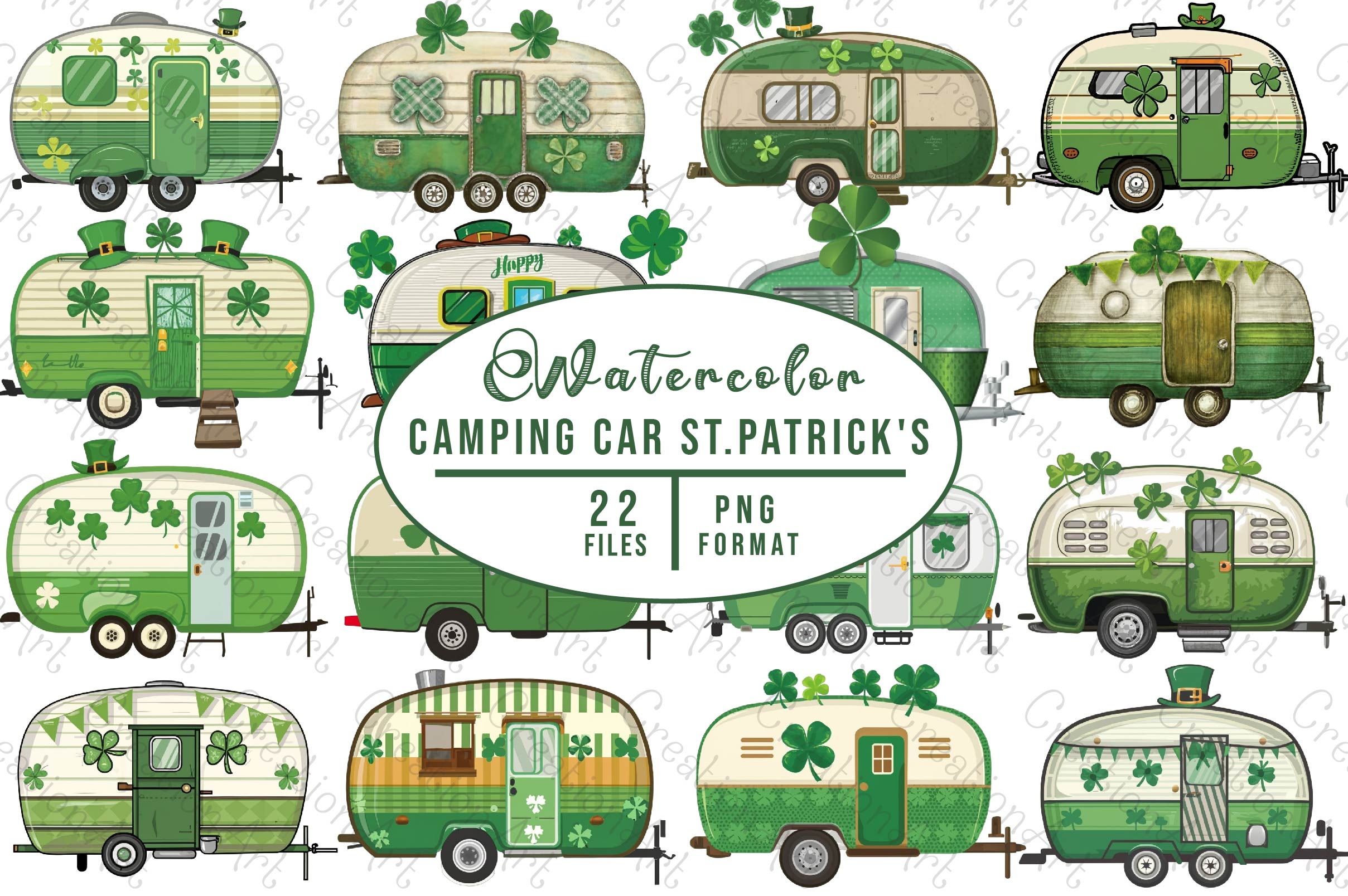 Camping Car St Patricks Day Clipart Bundle