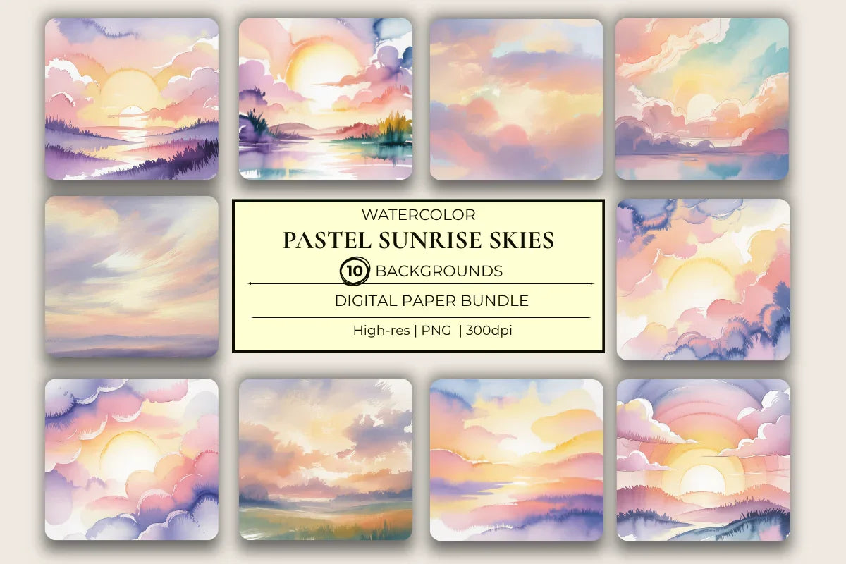 Sunrise Skies Pastel Background Papers - CraftNest - Digital Crafting and Art