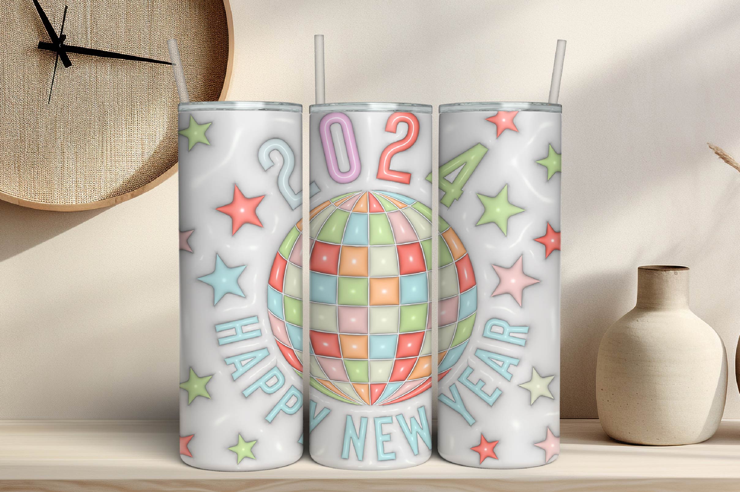 3D Inflated New Year Tumbler Bundle 3
