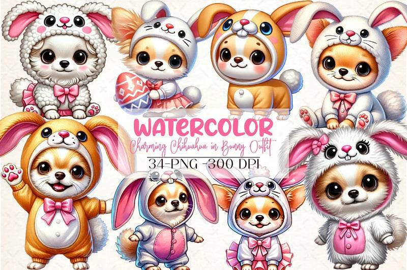 Chihuahua Bunny Outfit Clipart Bundle - CraftNest - Digital Crafting and Art