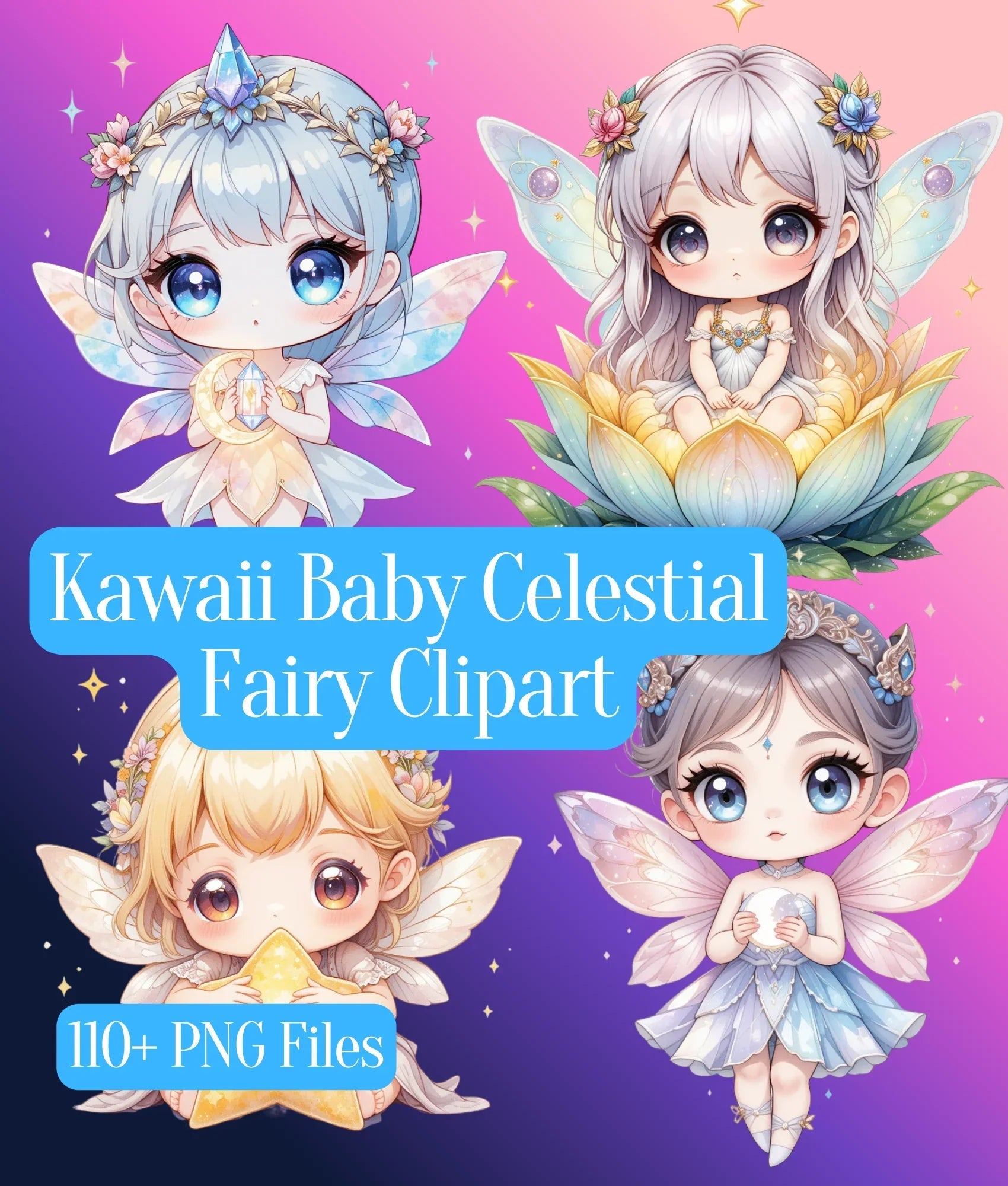 Kawaii Baby Celestial Fairy Clipart Bundle - CraftNest - Digital Crafting and Art