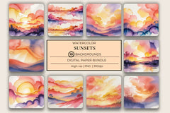 Watercolor Sunsets Background Papers - CraftNest - Digital Crafting and Art