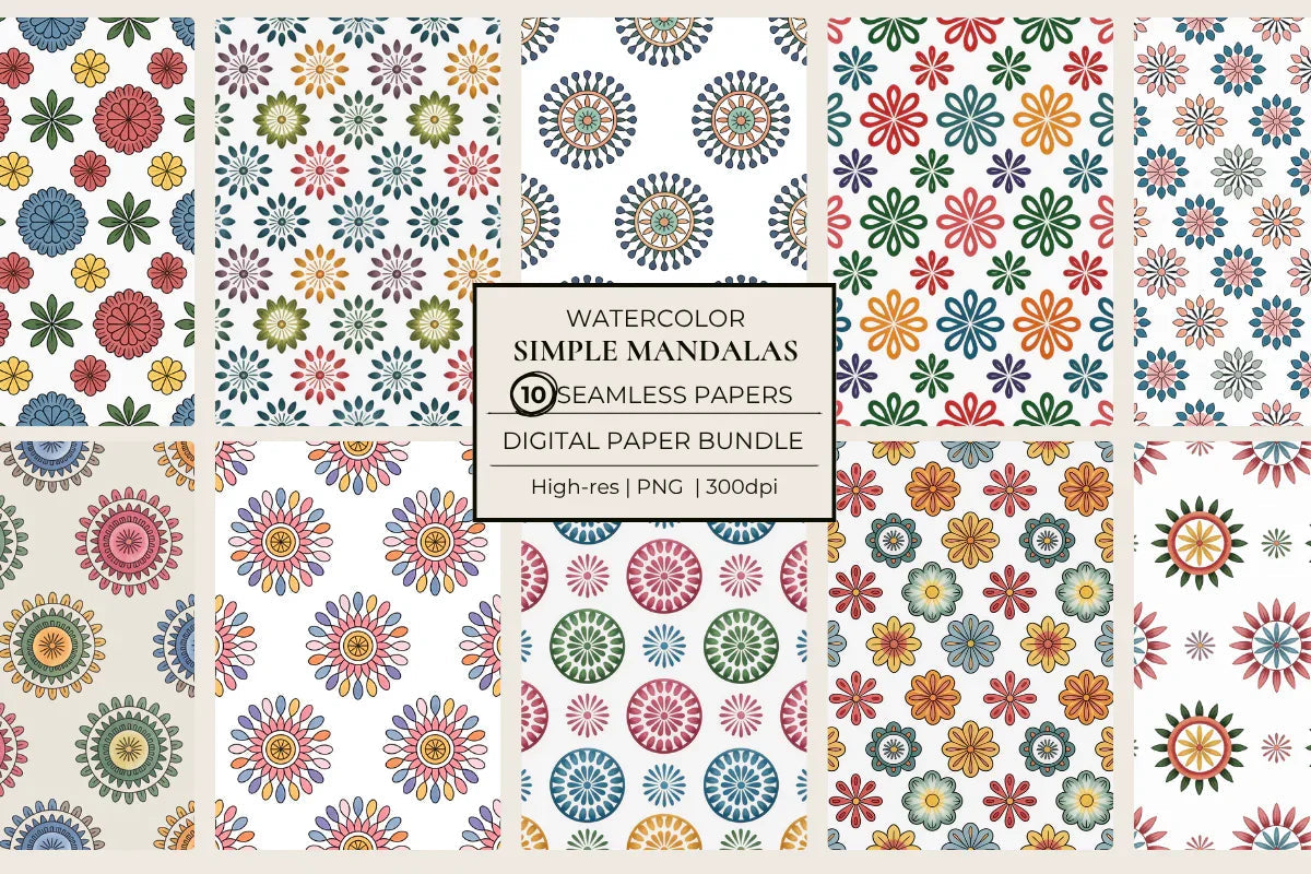 Simple Mandalas Seamless Papers - CraftNest - Digital Crafting and Art