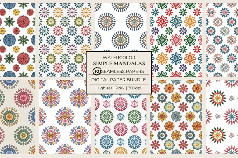 Simple Mandalas Seamless Papers - CraftNest - Digital Crafting and Art
