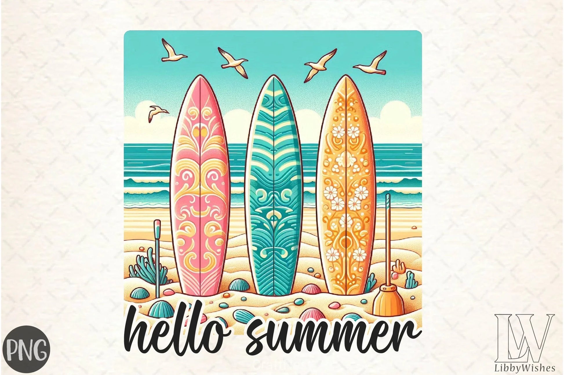 Hello Summer Beach Clipart Bundle - CraftNest - Digital Crafting and Art