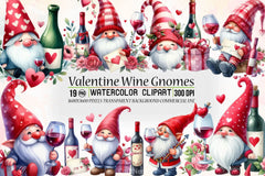 Valentine Wine Gnome Clipart Bundle - CraftNest - Digital Crafting and Art