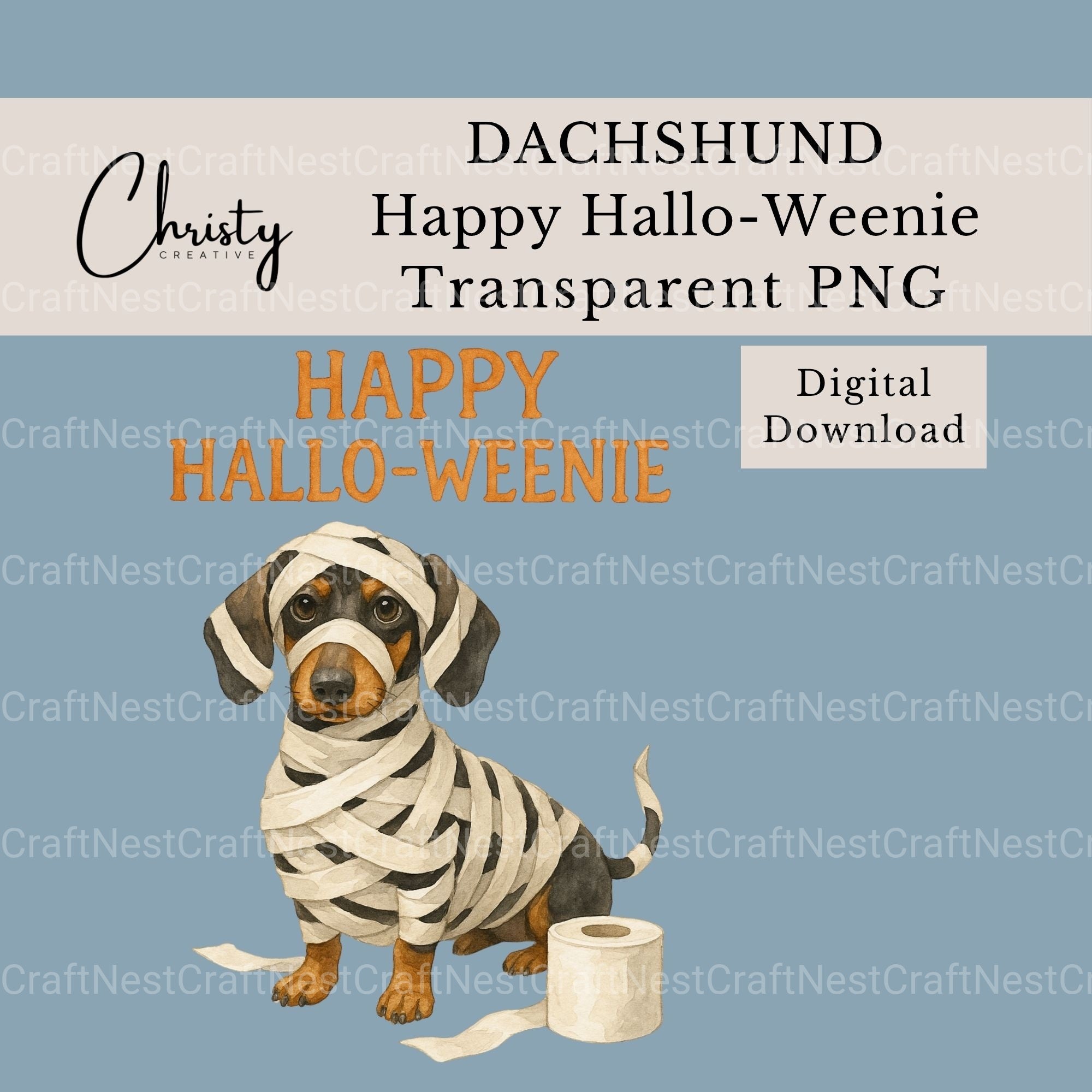 Dachshund Mummy Halloween Clipart Bundle