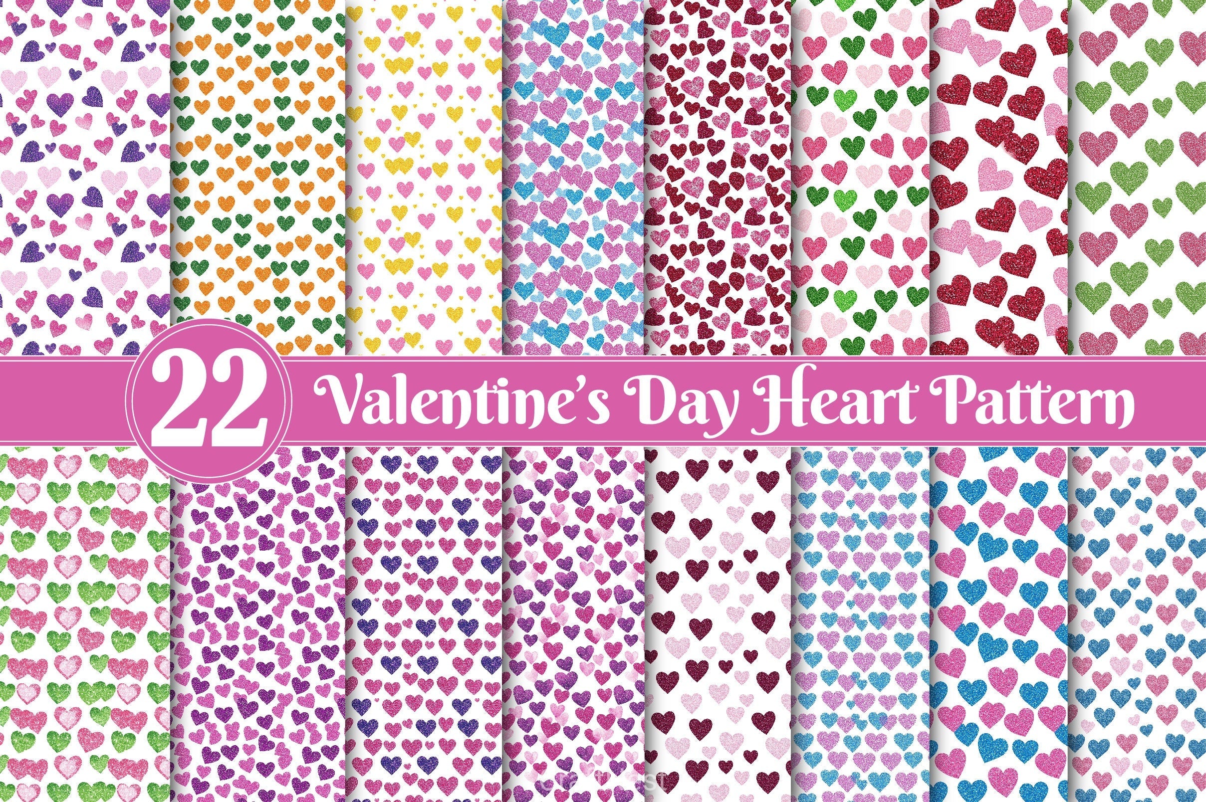 Valentines Day Heart Seamless Pattern Digital Paper