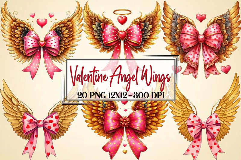 Valentine Angel Wings Clipart Bundle - CraftNest - Digital Crafting and Art
