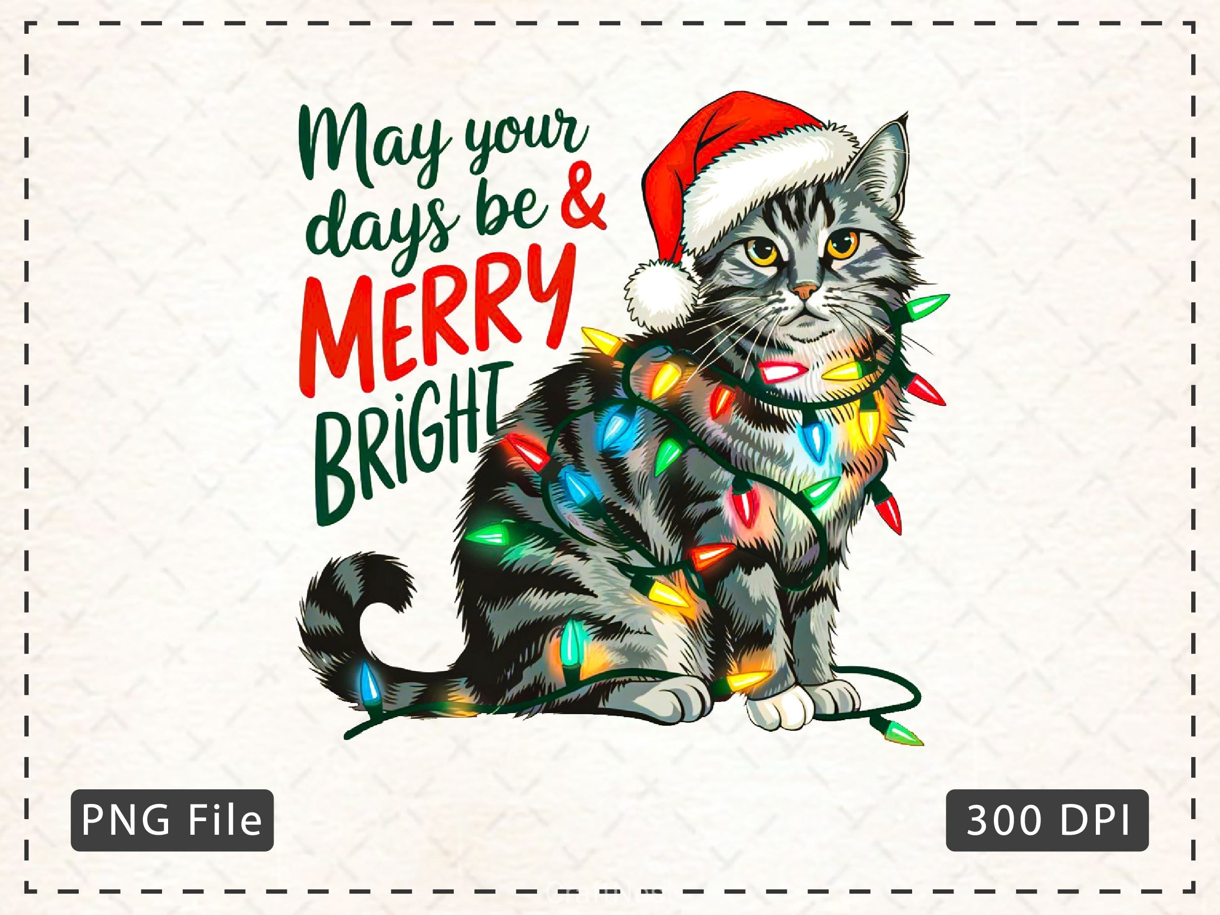 Merry And Bright Cat Christmas Clipart Bundle