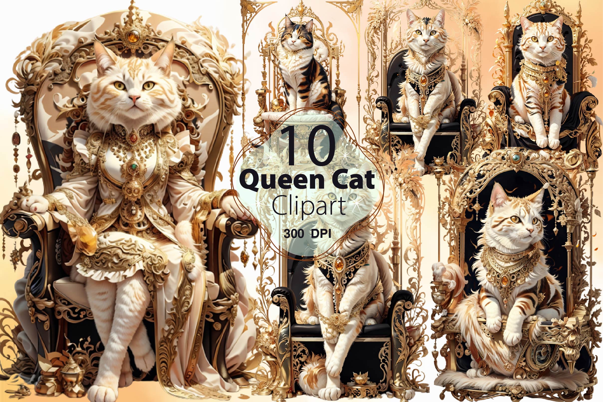 Queen Cat Clipart Bundle