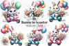 Cute Bunny Scooter Clipart Bundle