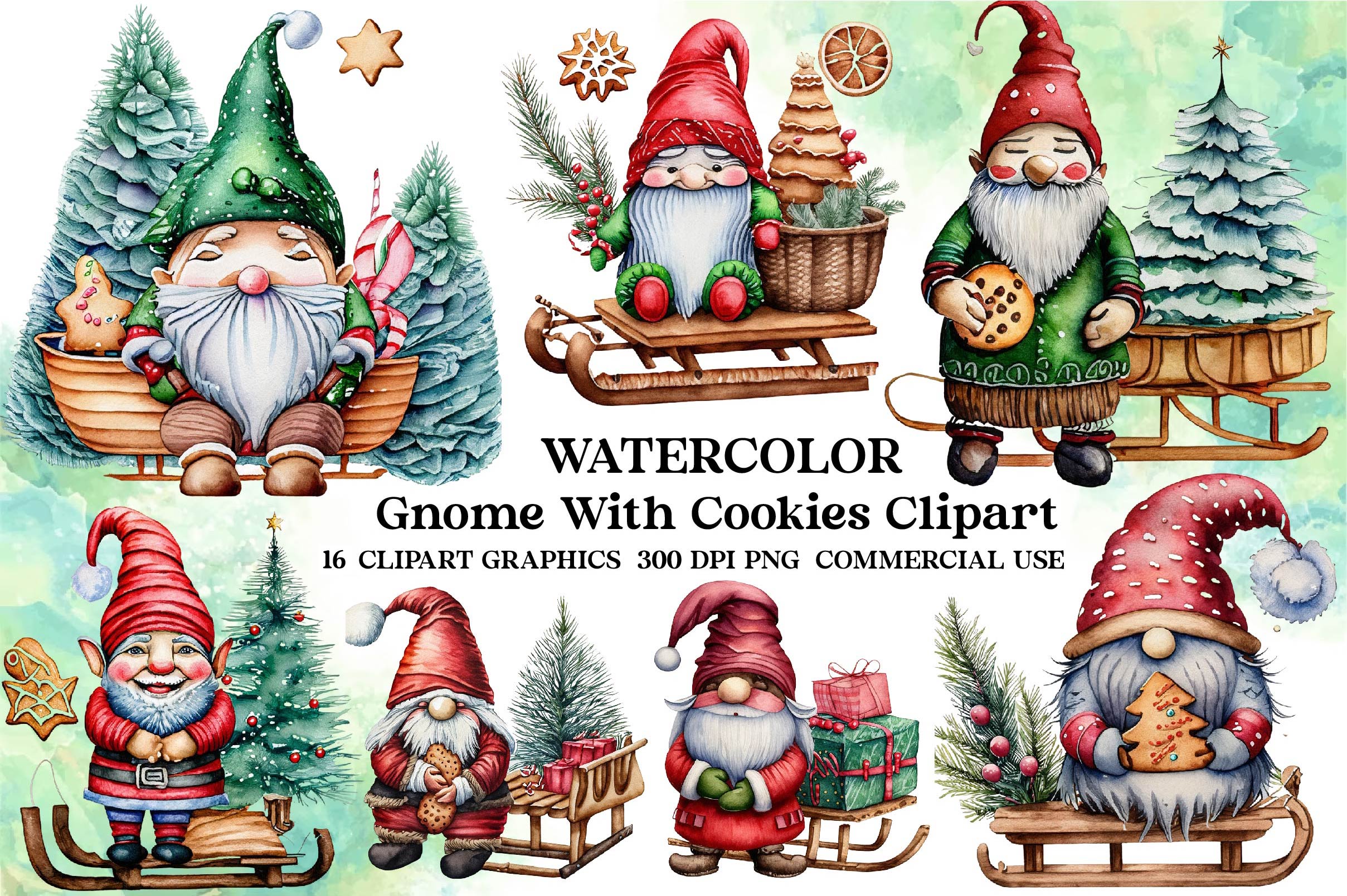 Gnome With Cookies Clipart Bundle