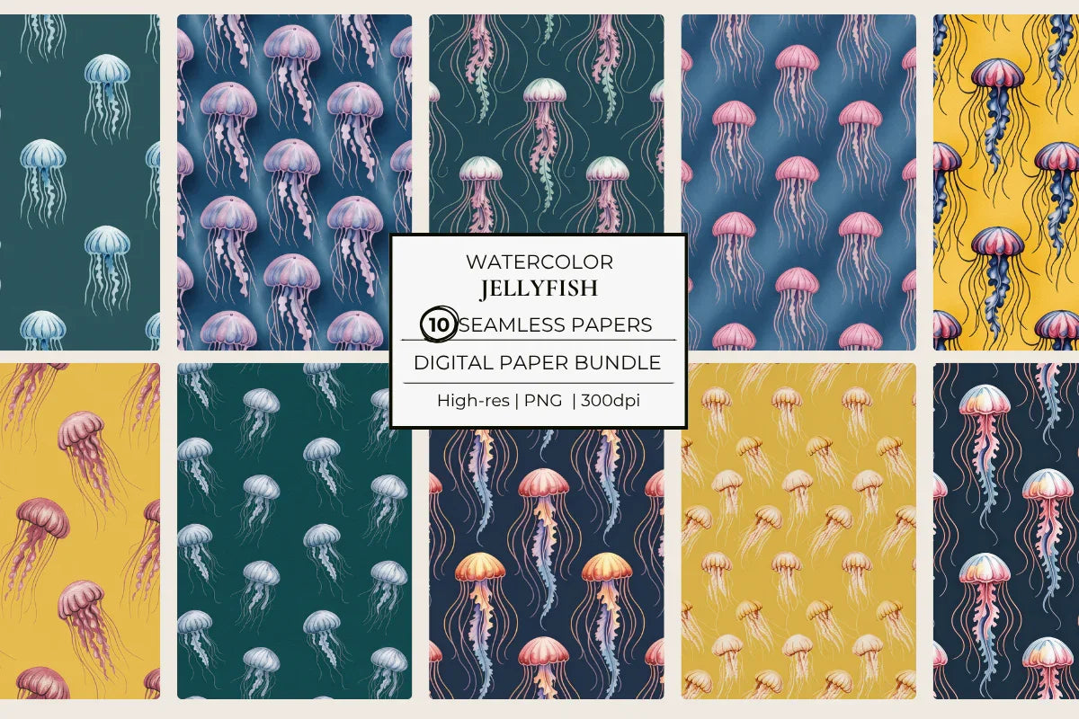 Jellyfish Seamless Papers - CraftNest - Digital Crafting and Art