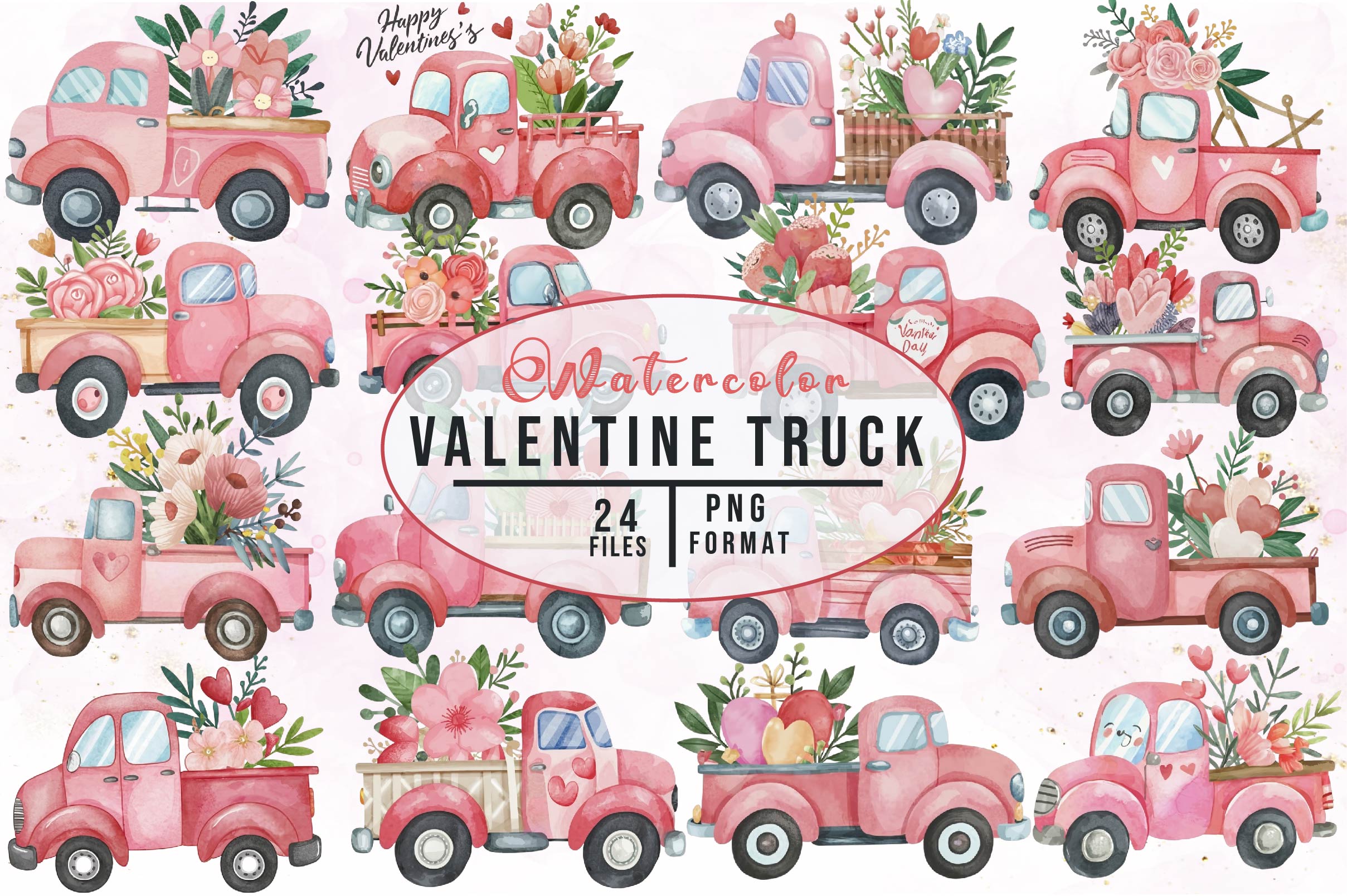 Valentine Truck Clipart Bundle