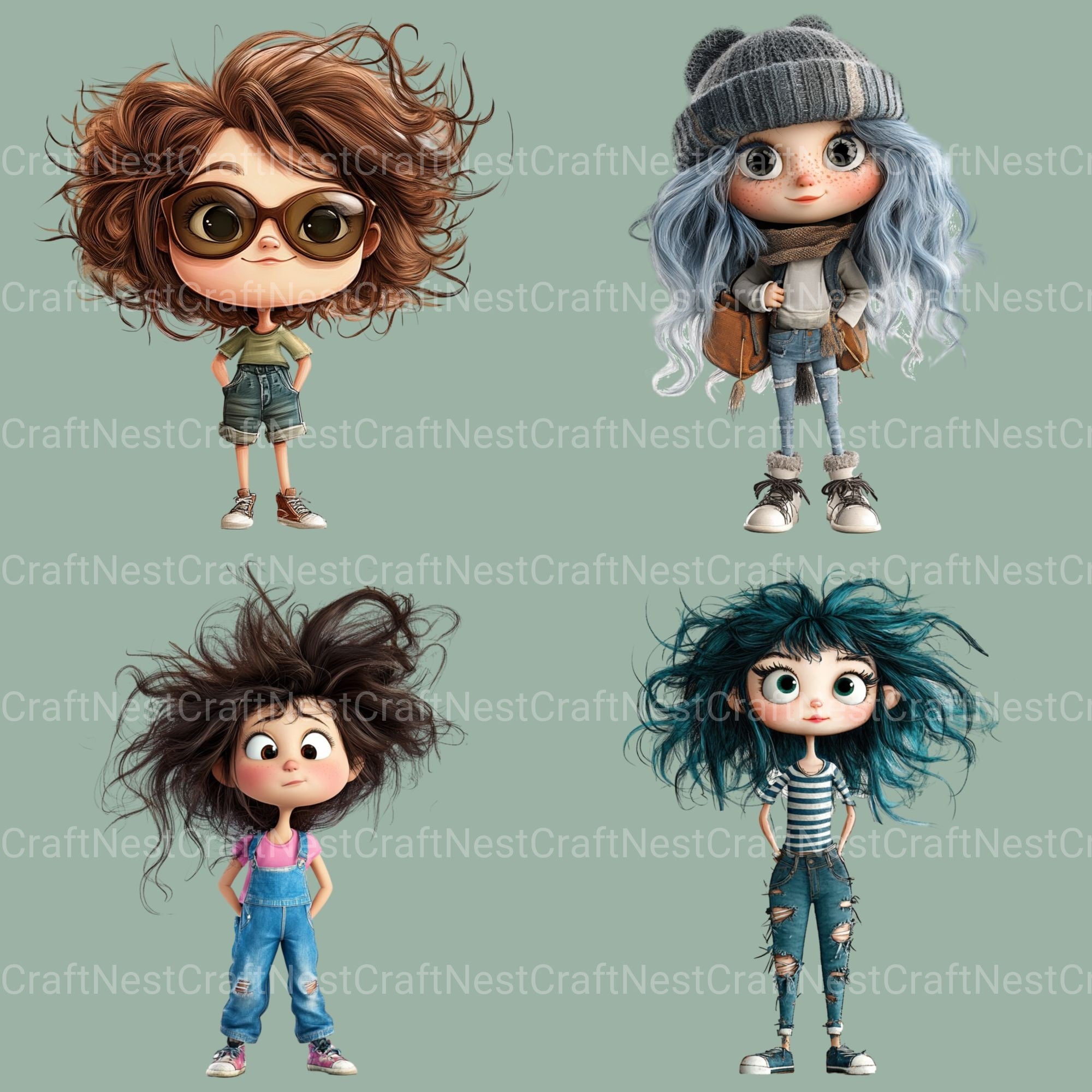Quirky Girls Clipart Bundle 3