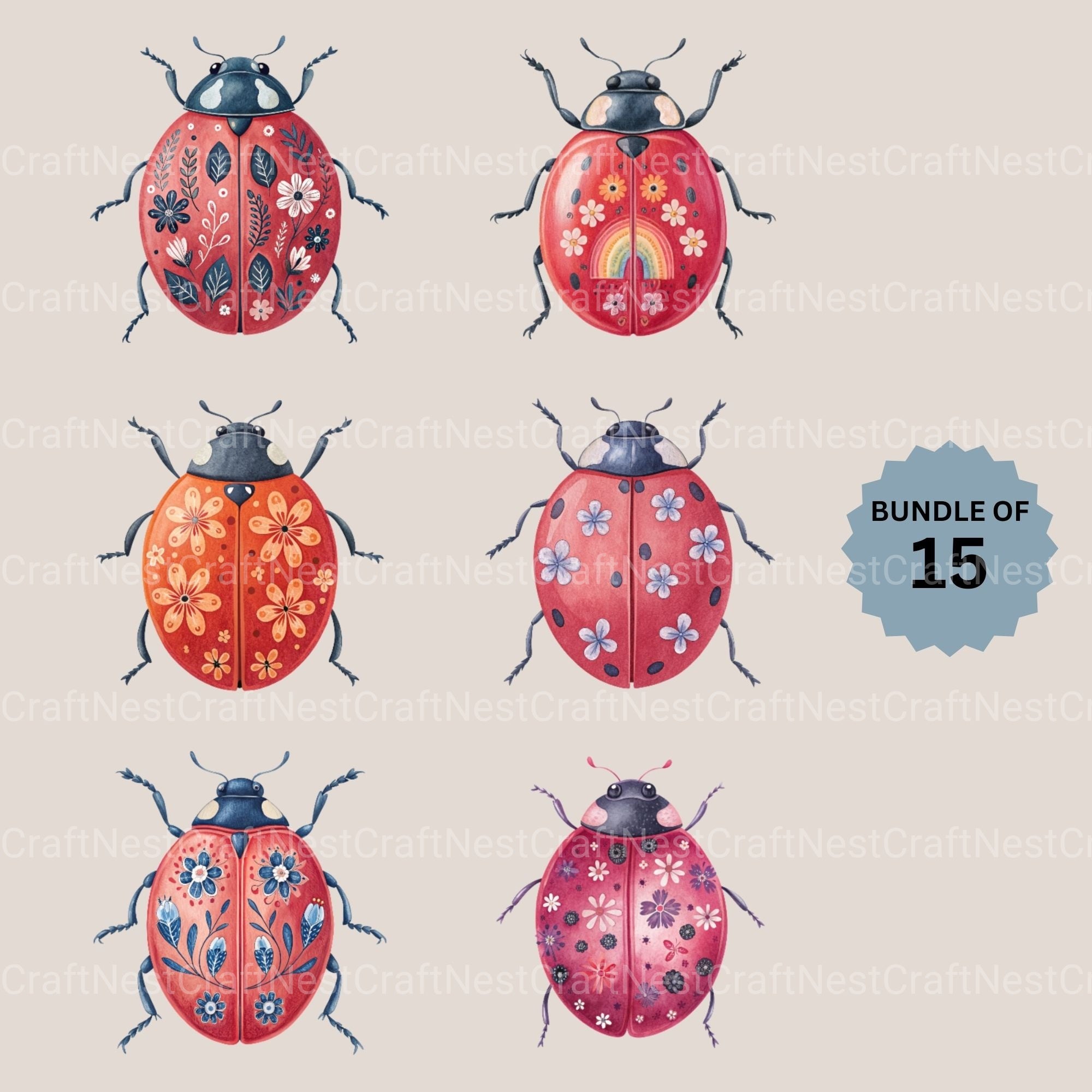 Ladybug Lovebug Clipart Bundle
