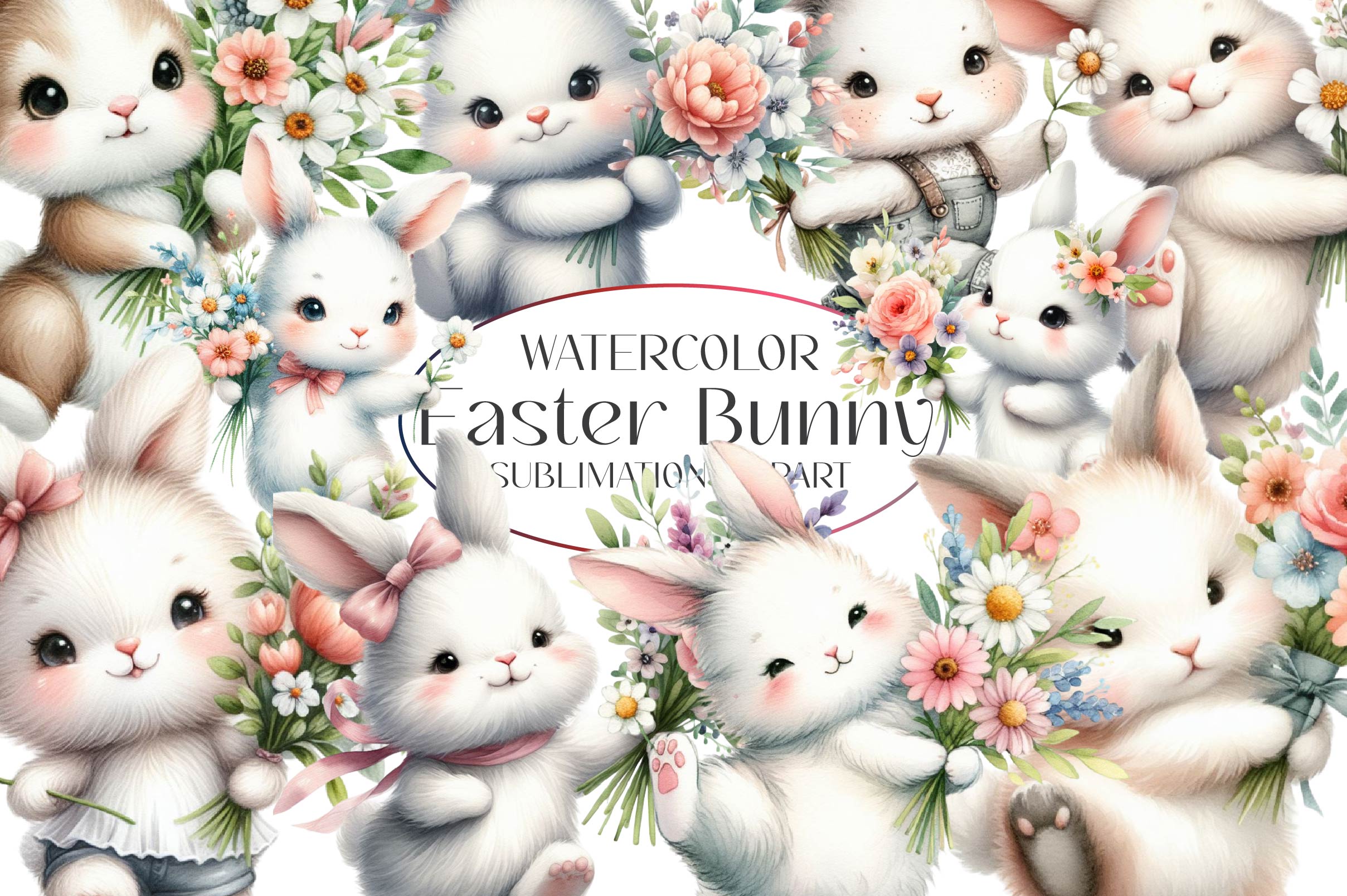 Easter Bunny Clipart Bundle 12