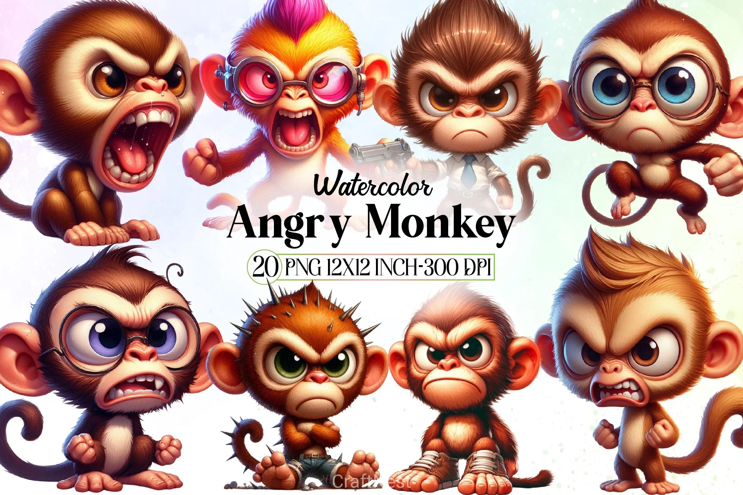Angry Monkey Clipart Bundle - CraftNest - Digital Crafting and Art