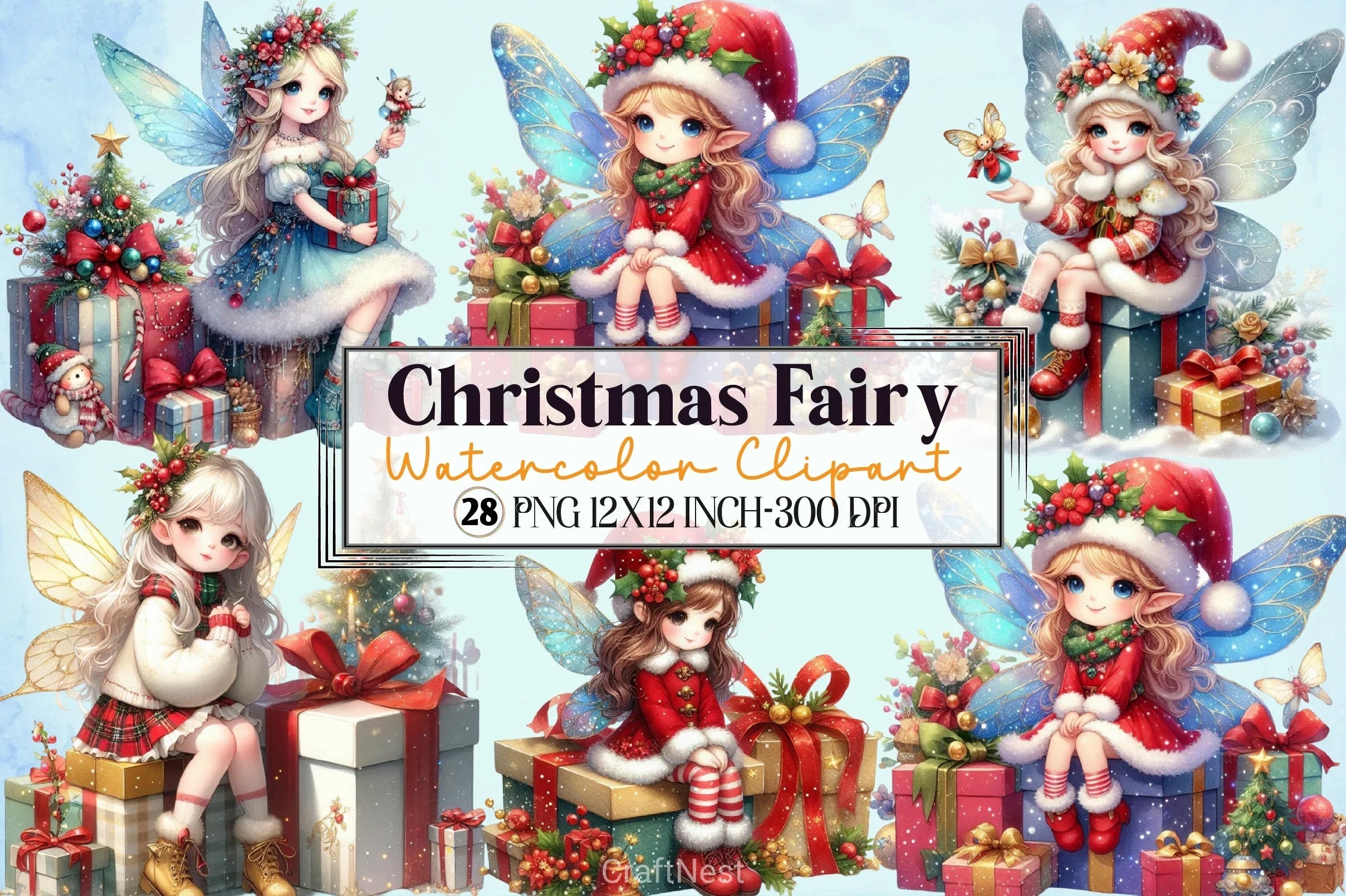 Christmas Fairy Clipart Bundle 4 - CraftNest - Digital Crafting and Art