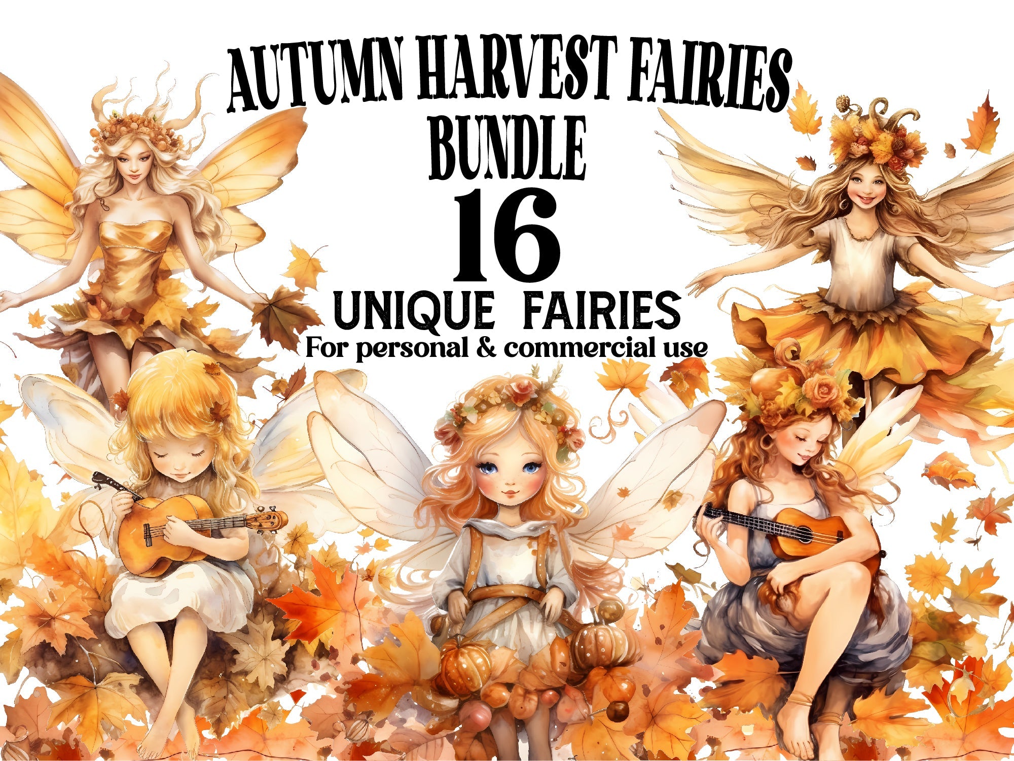 Autumn Harvest Fairies Clipart - CraftNest