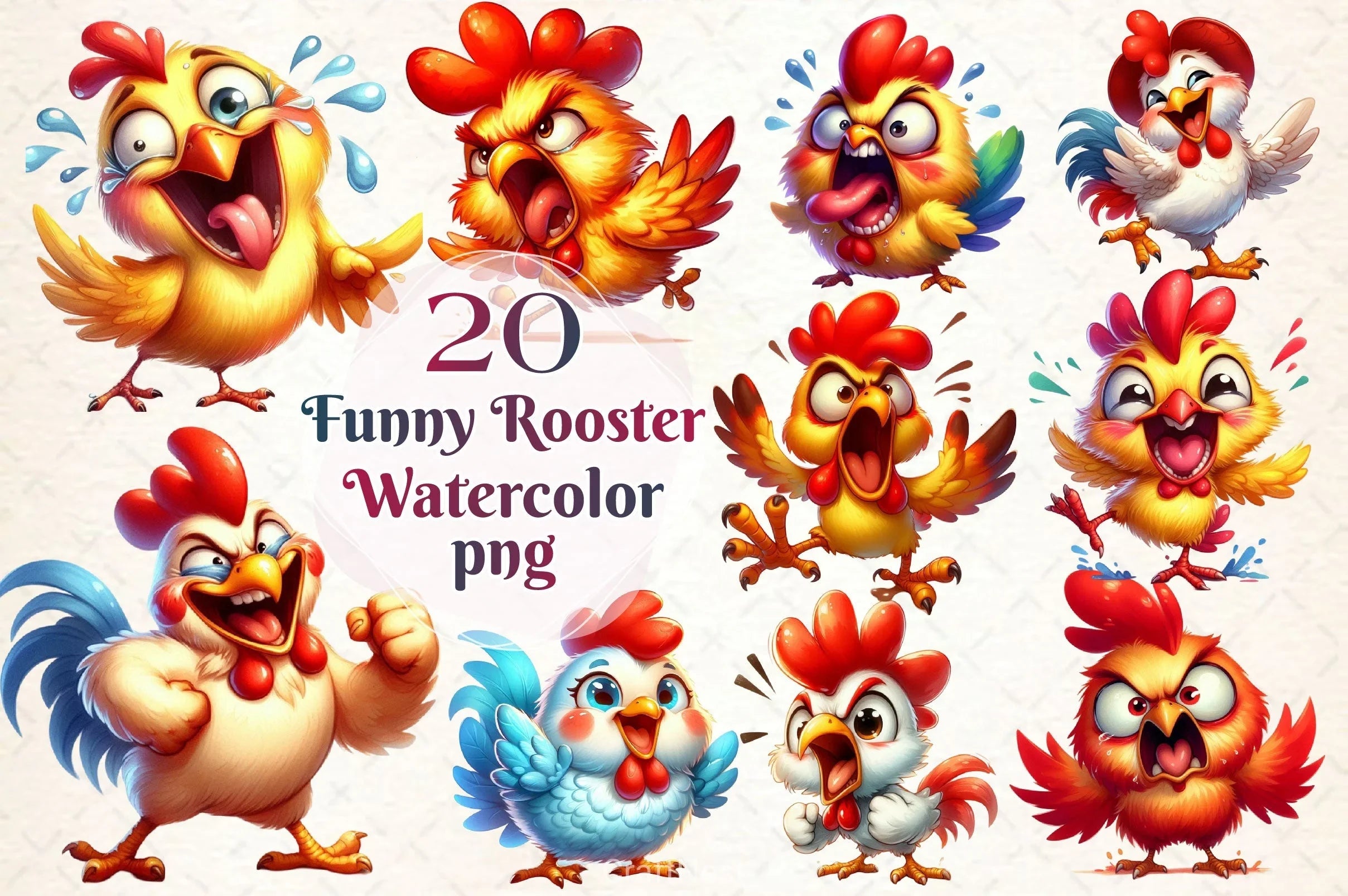 Funny Rooster Clipart Bundle - CraftNest - Digital Crafting and Art