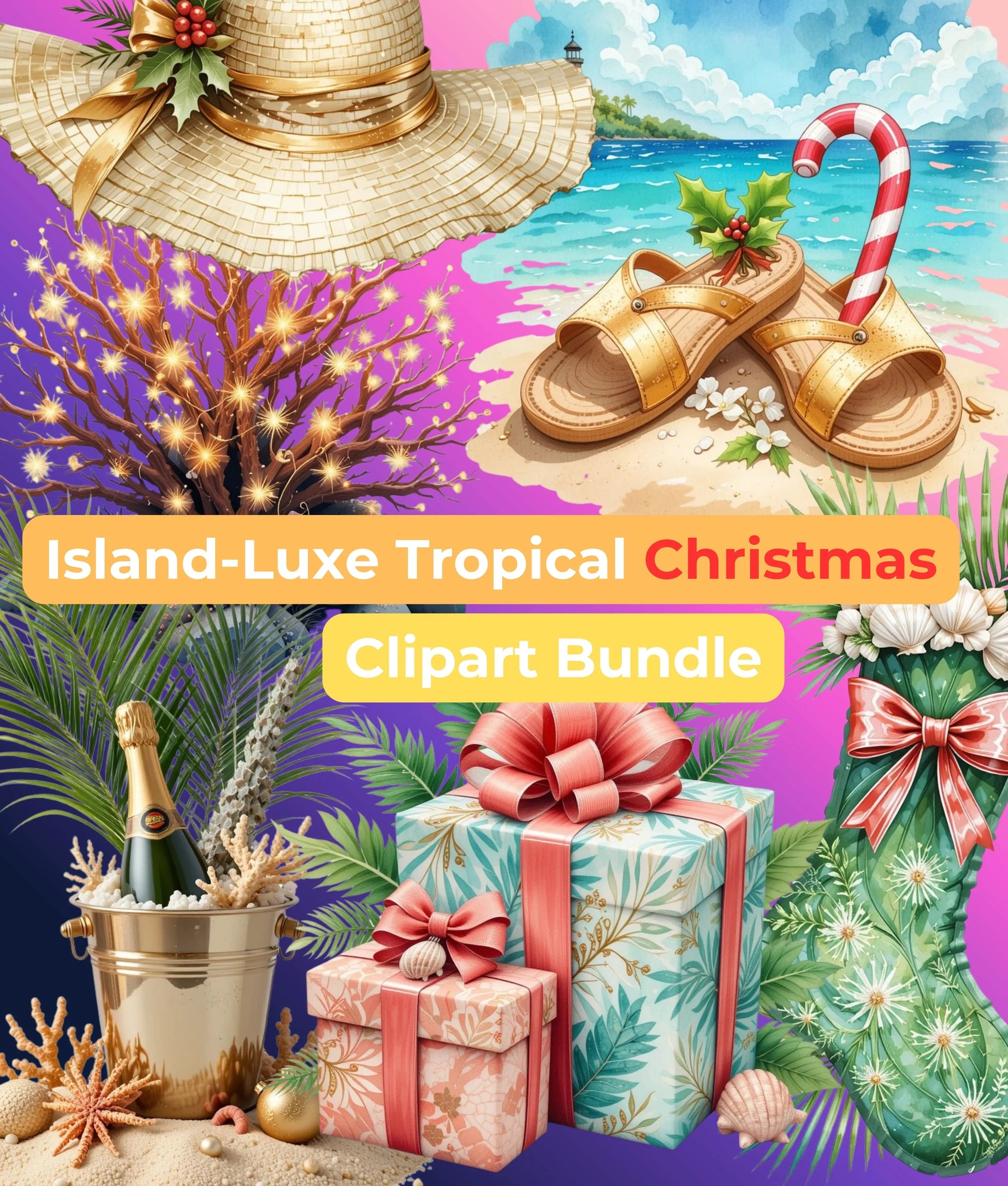 Island-Luxe Tropical Christmas Clipart Bundle - CraftNest - Digital Crafting and Art