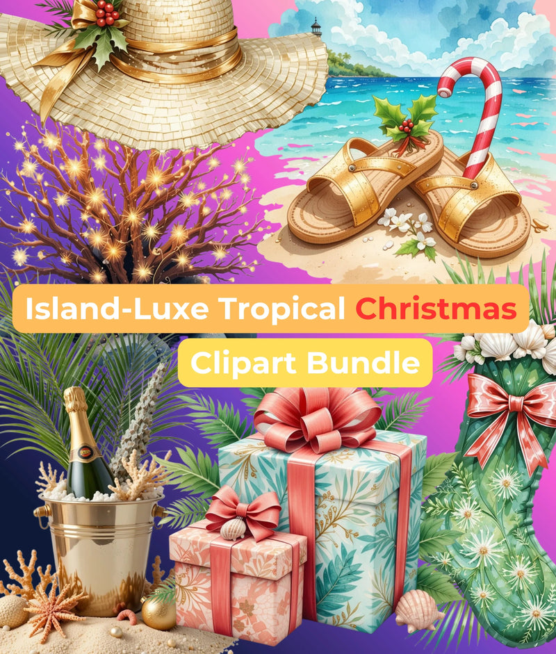 Island-Luxe Tropical Christmas Clipart Bundle - CraftNest - Digital Crafting and Art