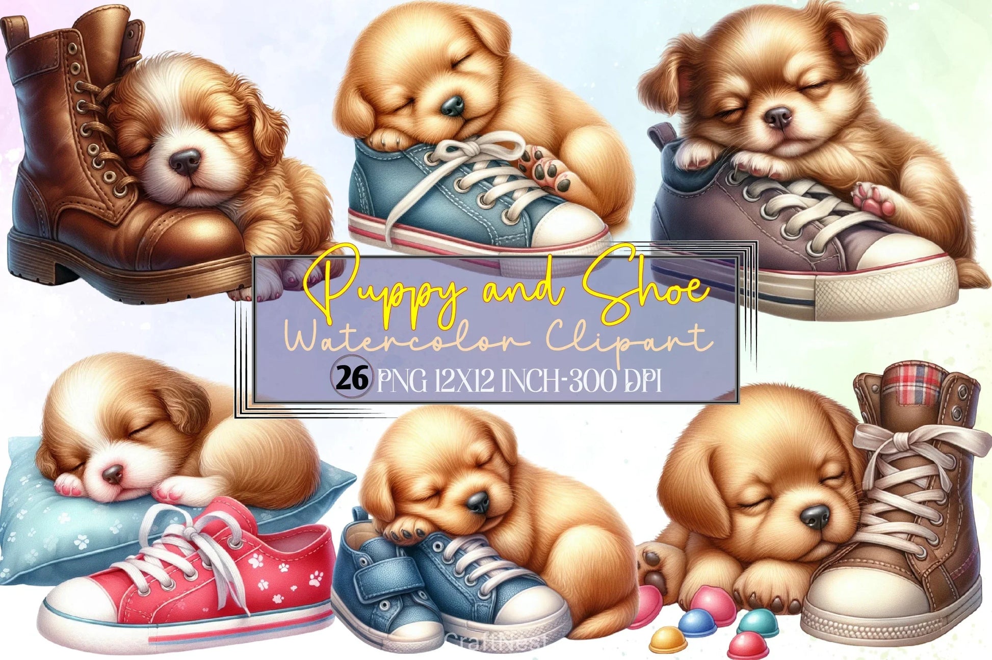 Puppy & Shoe Clipart Bundle - CraftNest - Digital Crafting and Art
