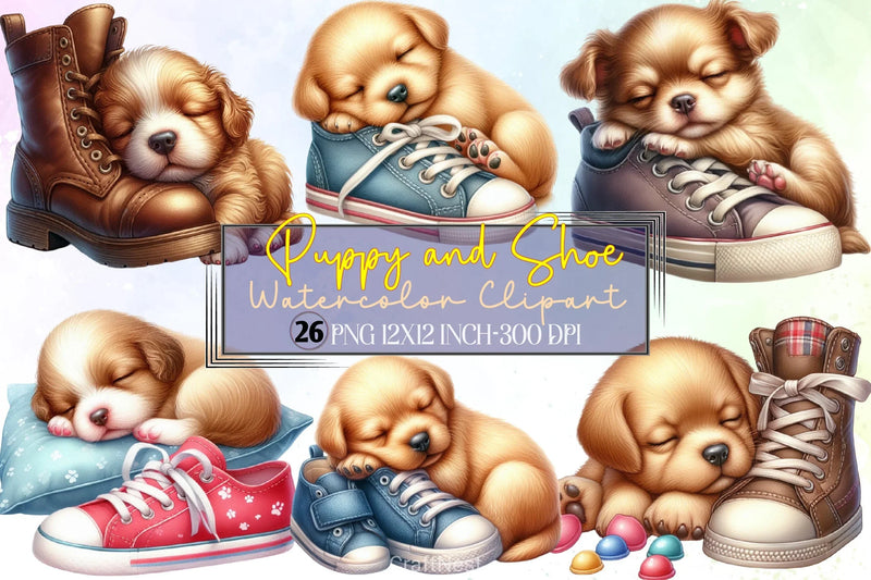 Puppy & Shoe Clipart Bundle - CraftNest - Digital Crafting and Art