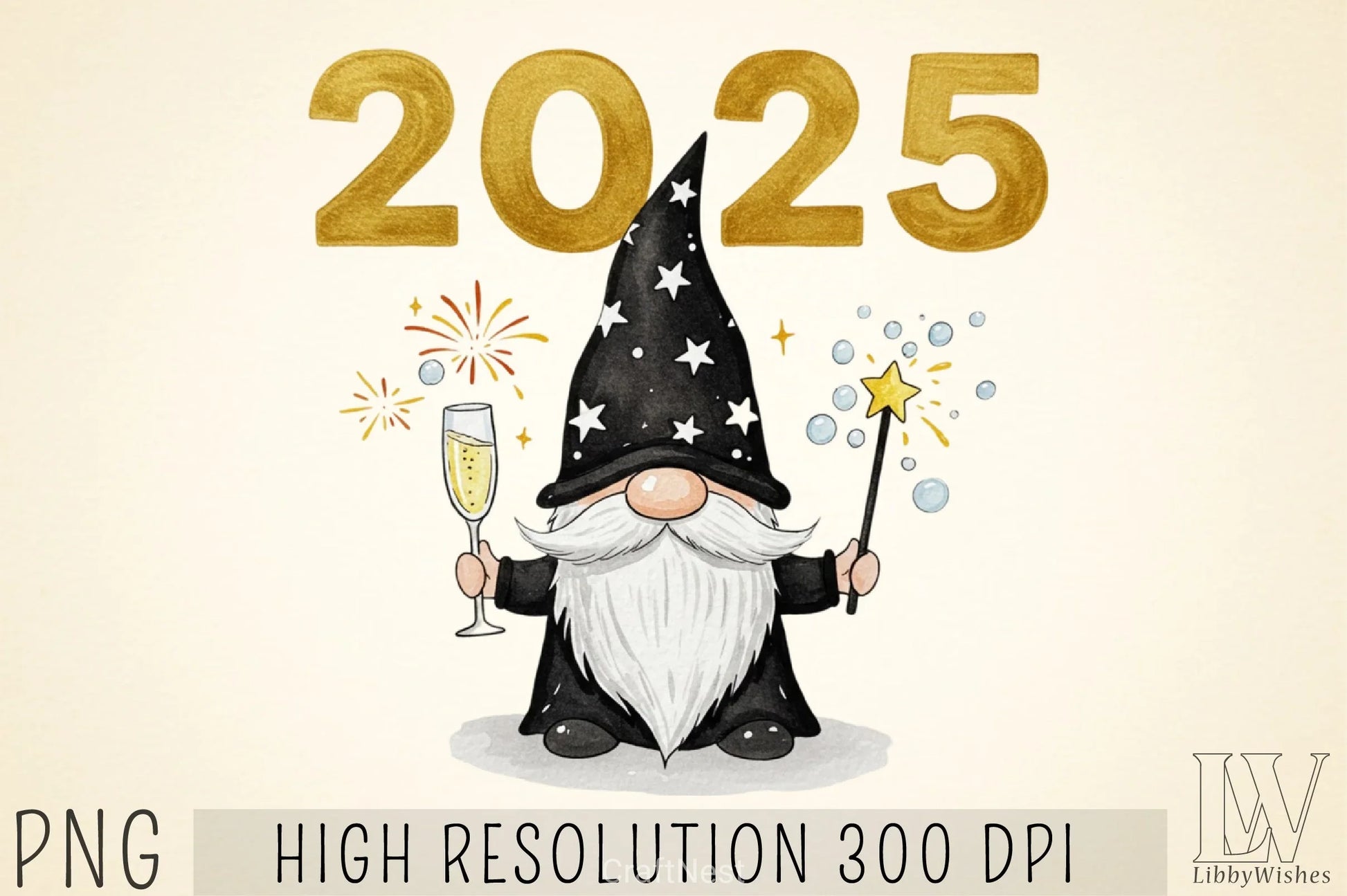 New Year Gnomes 2025 Clipart Bundle 2 - CraftNest - Digital Crafting and Art