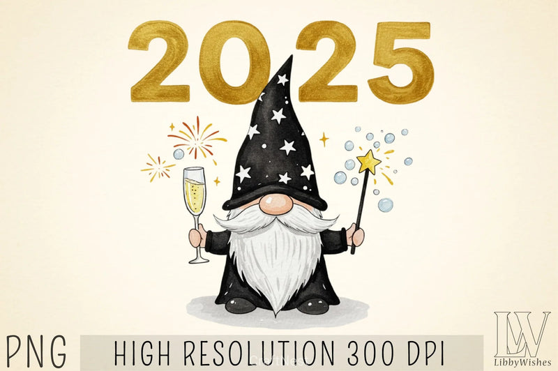 New Year Gnomes 2025 Clipart Bundle 2 - CraftNest - Digital Crafting and Art
