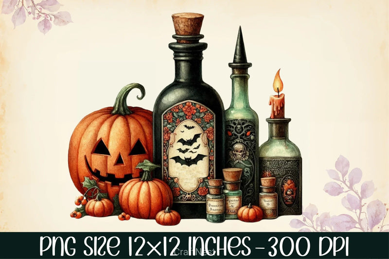 Halloween Potion Bottle Clipart Bundle - CraftNest - Digital Crafting and Art