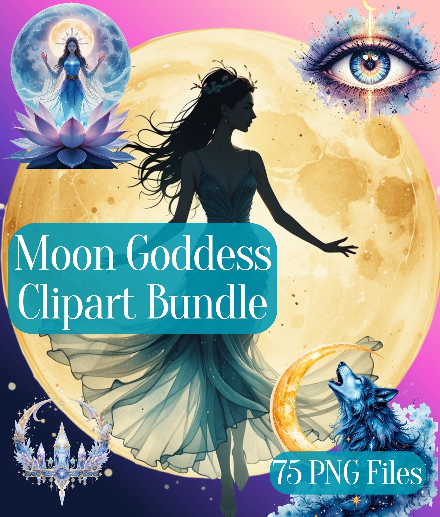 Moon Goddess Clipart Bundle