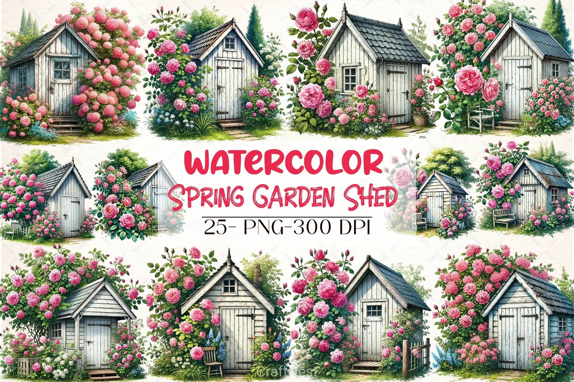 Spring Garden Shed Clipart Bundle - CraftNest - Digital Crafting and Art