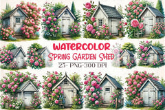 Spring Garden Shed Clipart Bundle - CraftNest - Digital Crafting and Art