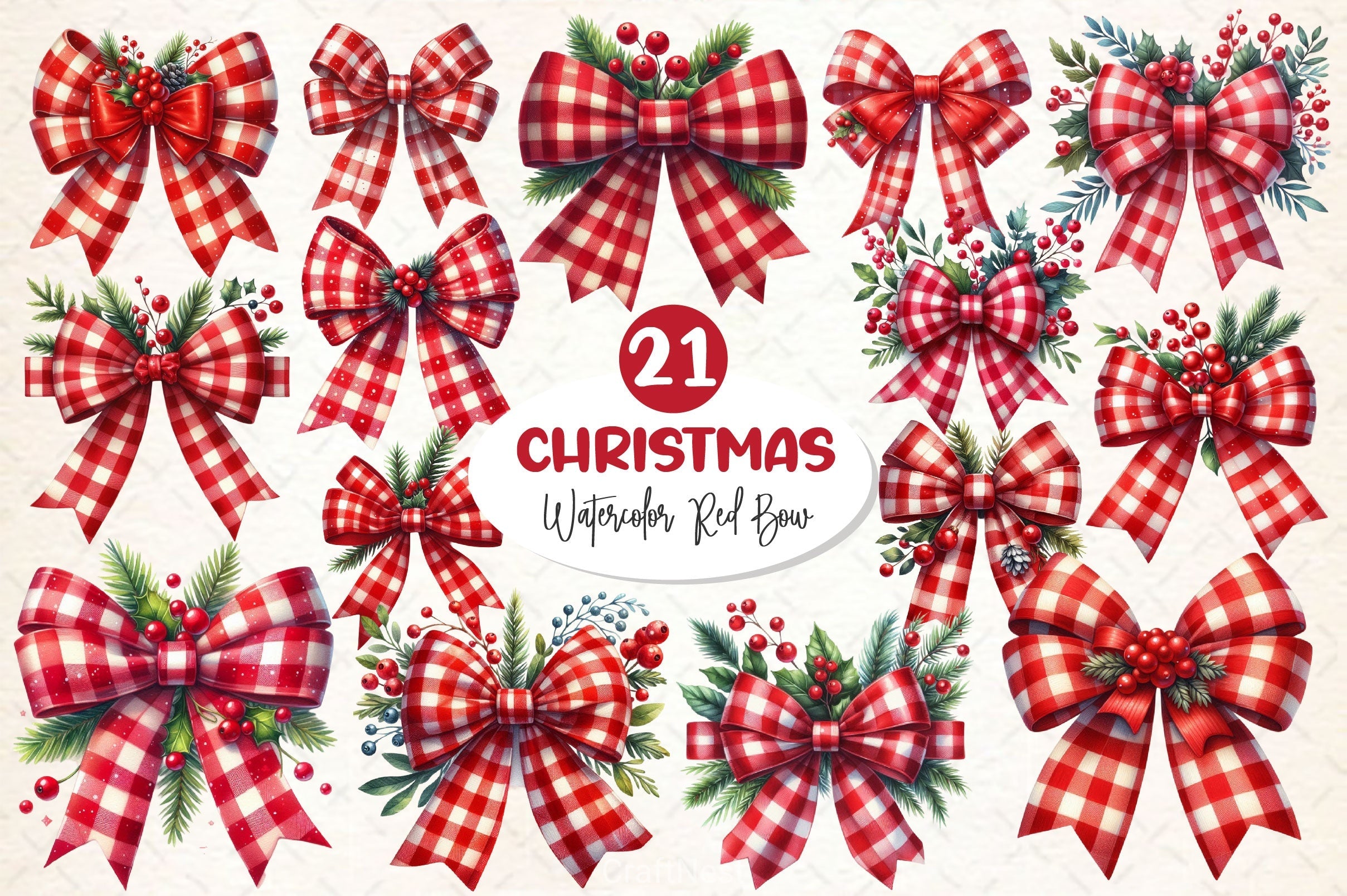Christmas Bow Clipart Bundle 4