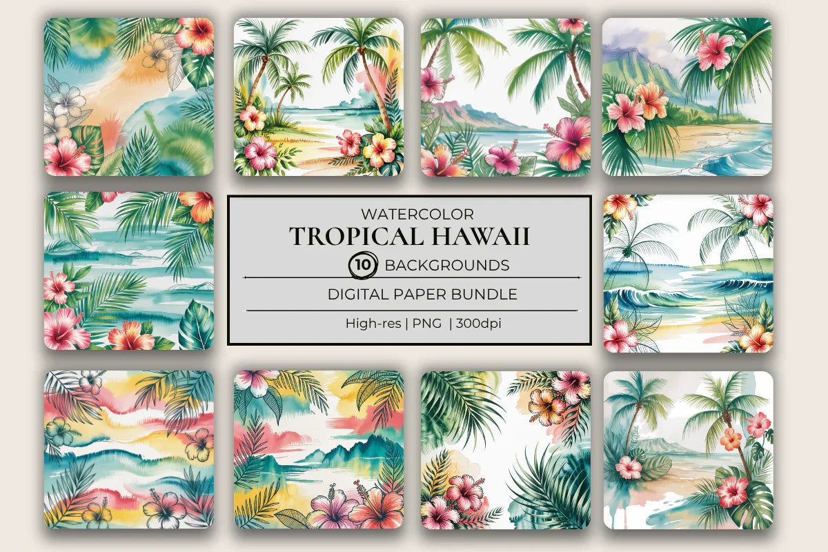 Tropical Hawaii Background Papers - CraftNest - Digital Crafting and Art