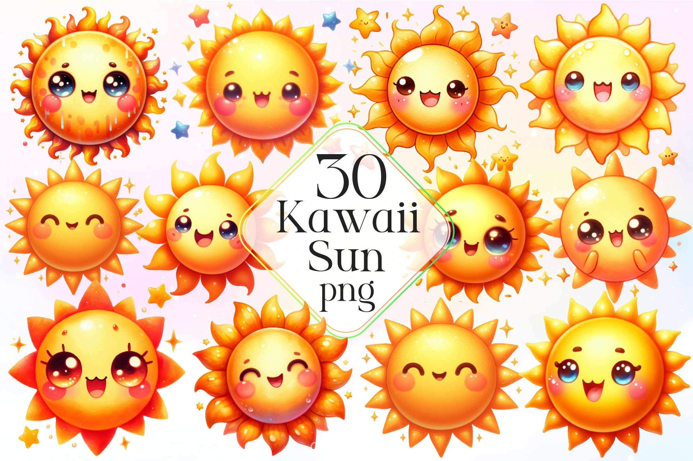 Kawaii Sun Clipart Bundle 5