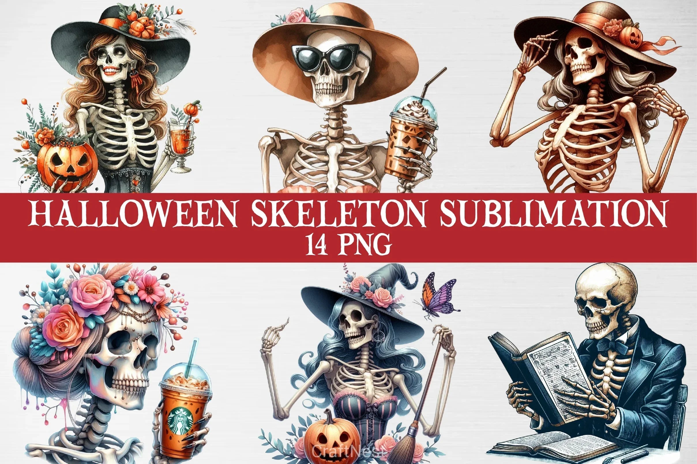 Halloween Skeleton Clipart Bundle - CraftNest - Digital Crafting and Art