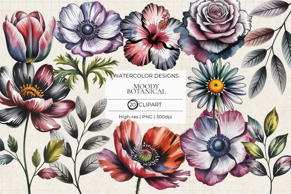 Moody Botanicals Clipart - CraftNest - Digital Crafting and Art
