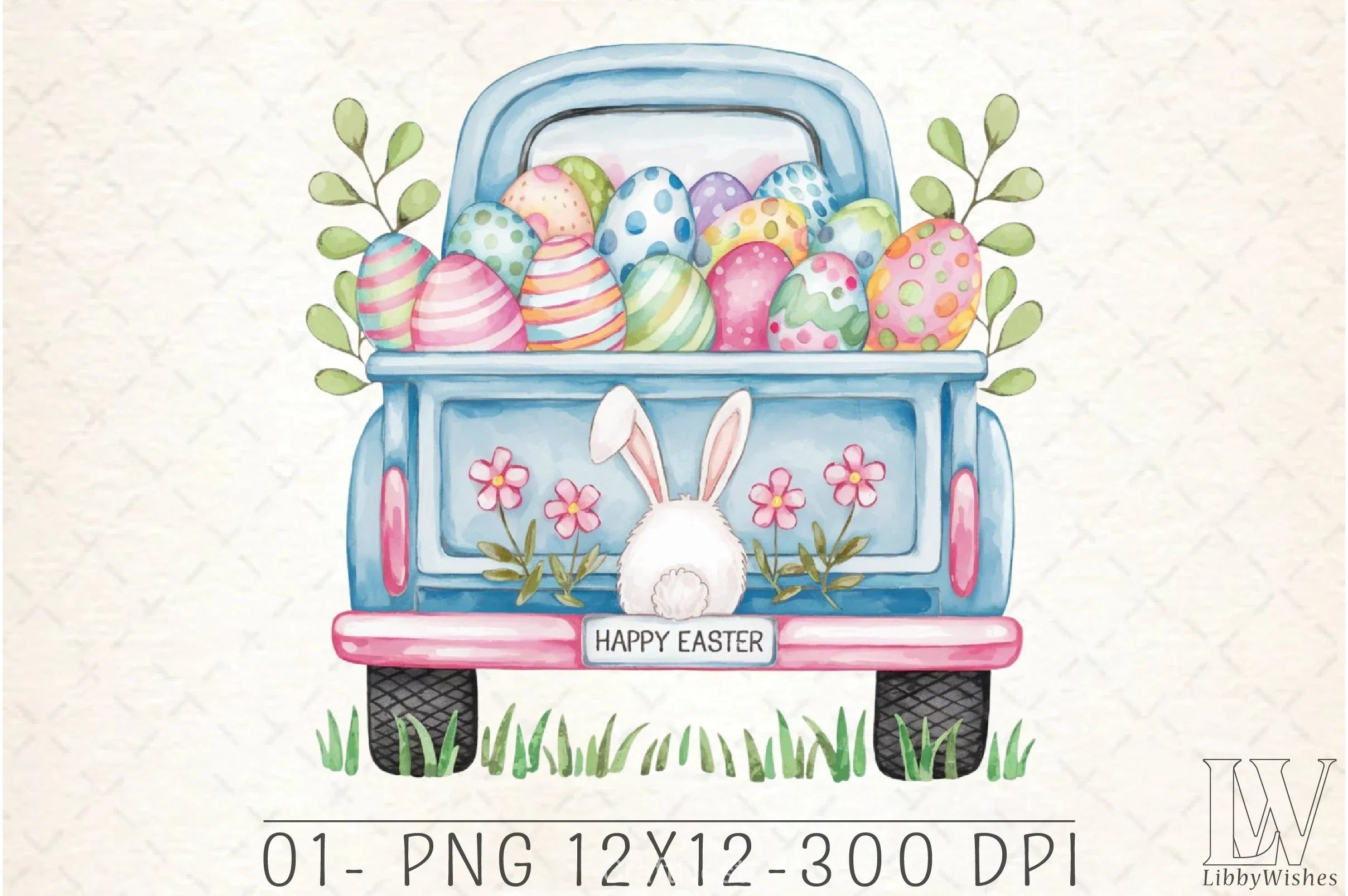 Easter Bunny Truck Clipart Bundle 2 - CraftNest - Digital Crafting and Art
