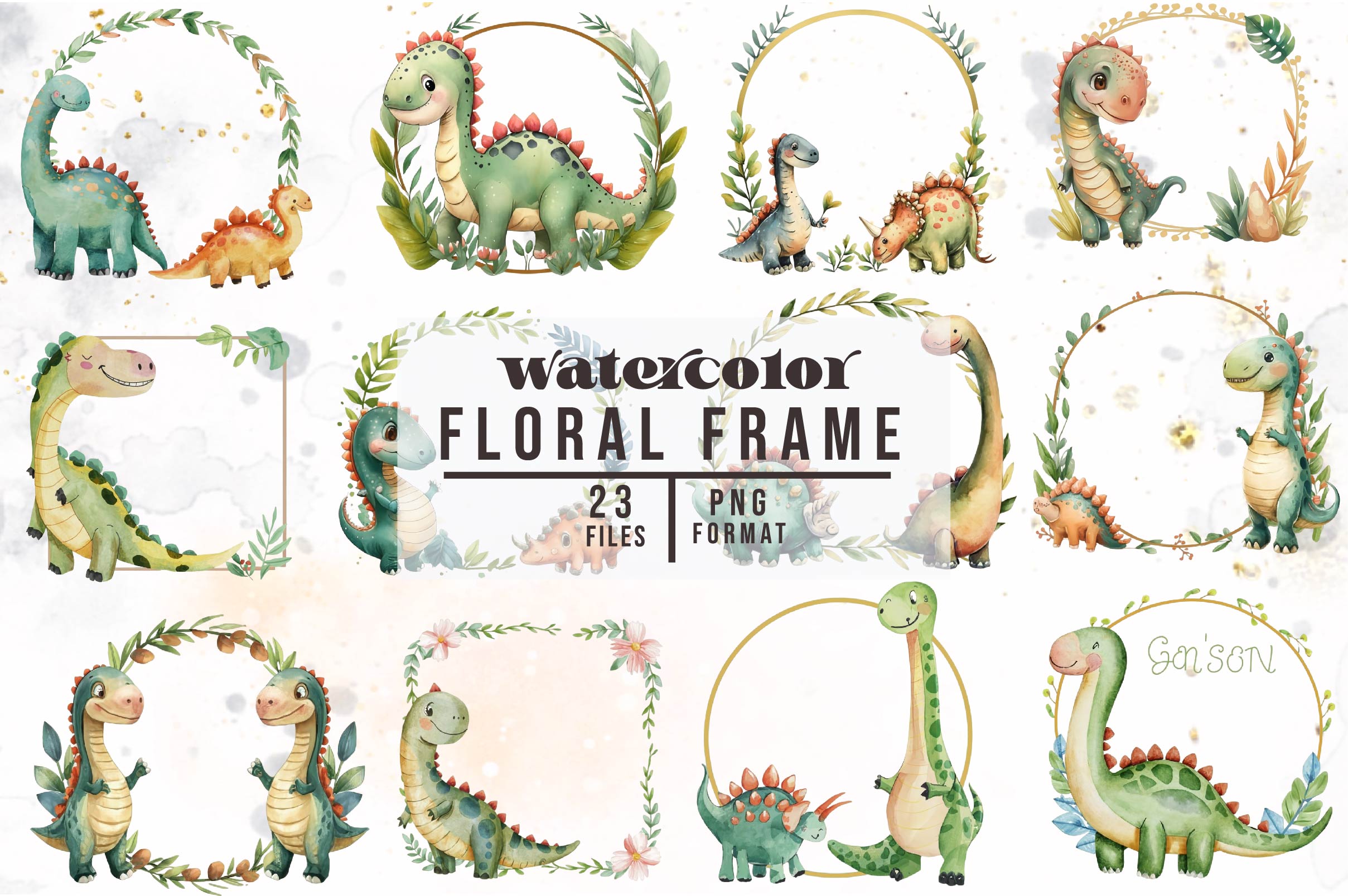 Hand Drawn Floral Frame Clipart Bundle